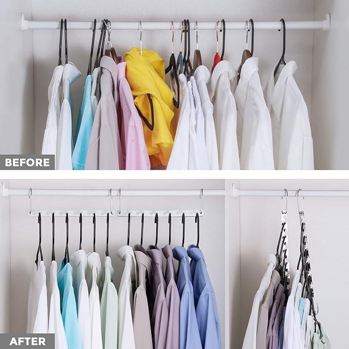 HOUSE DAY Space Saving Hangers for Clothes 12 Pack, Heavy Duty Hanger Organizer 30 Lbs Capacity, Metal Magic Hanger, Sturdy Multi Hangers, Closet Space Saver Closet Organizers and Storage