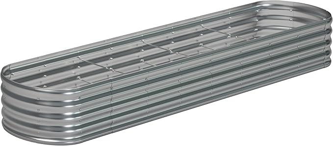 12x2x1.3 Oval Galvanized Raised Garden Bed,Outdoor Planter Box Metal Patio Kit Planting Bed for Vegetables Flowers and Succulents
