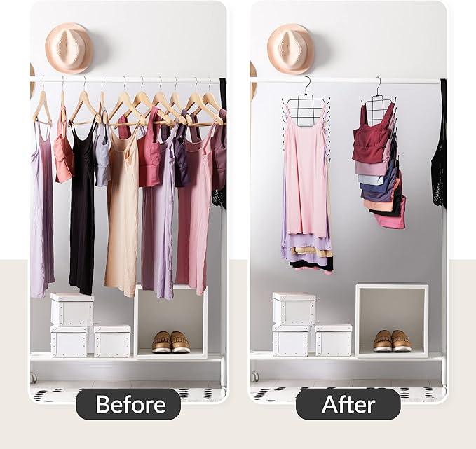 ZEDODIER Tank Top Hanger, 2 Pack Space Saving Bra Hangers, Non-Slip Hanging Sport Bras Holder, Closet Organizers and Storage for Camisoles Tank Tops Bras Ties Swimsuits Strappy Dress, Black