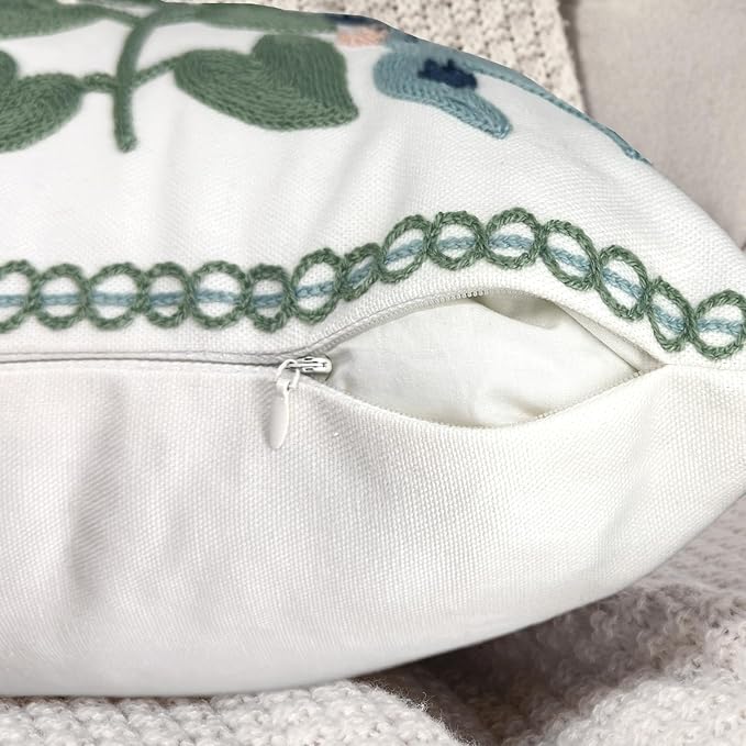 Alysheer Summer Floral Embroidered Decorative Throw Pillow Covers 18