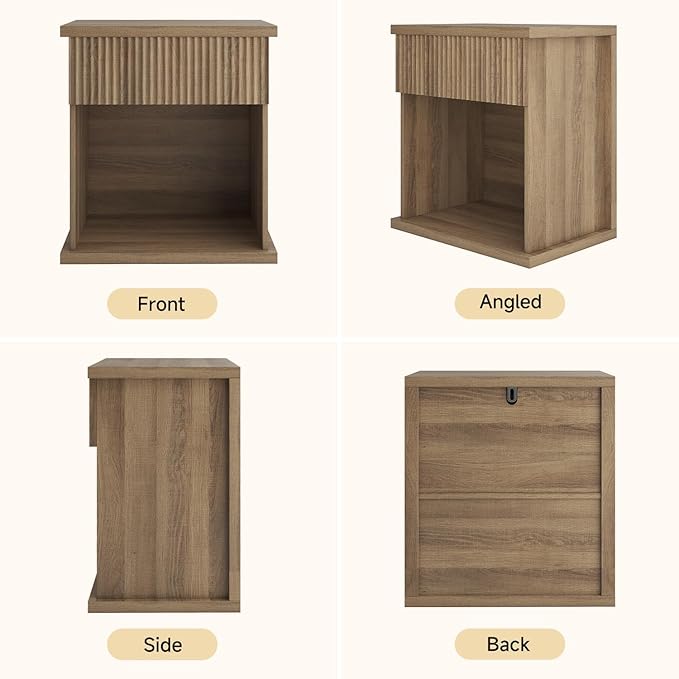 Fluted Nightstand Set of 2, 22.8