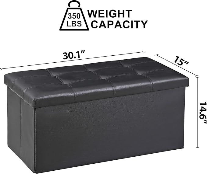 SUPER DEAL 30 inches Folding Ottoman with Storage, Bedroom Footrest Bench, Rectangle Sotrage Chest for Living Room Entryway, 30
