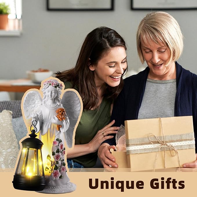 Solar Garden Decor - Angel Statues with Solar Lantern 8.7