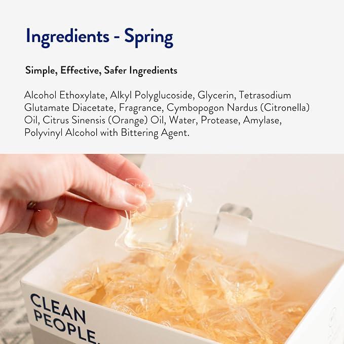 Clean People Laundry Detergent Pods - Recyclable Packaging, Hypoallergenic, Stain Fighting - Ultra Concentrated, Laundry Soap - Spring, 192 Pack