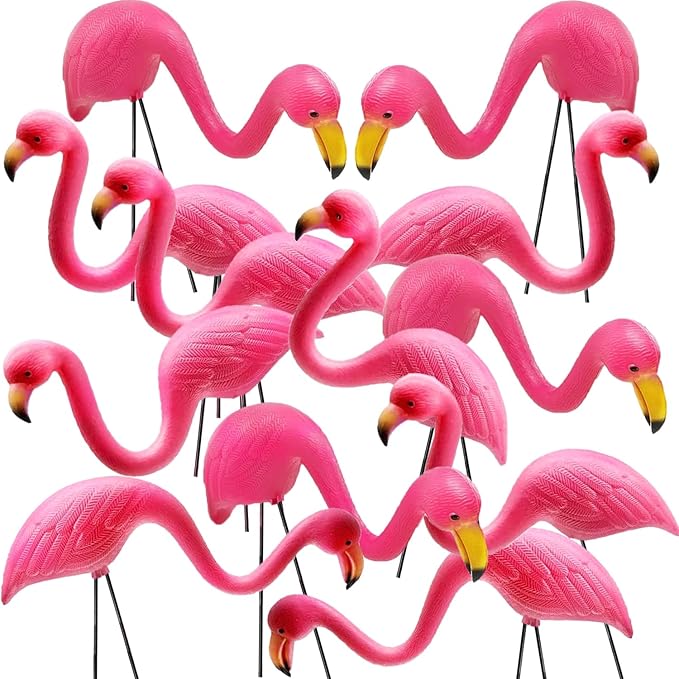 GiftExpress Pink Flamingos Yard Decorations - 12 Pack Small 14