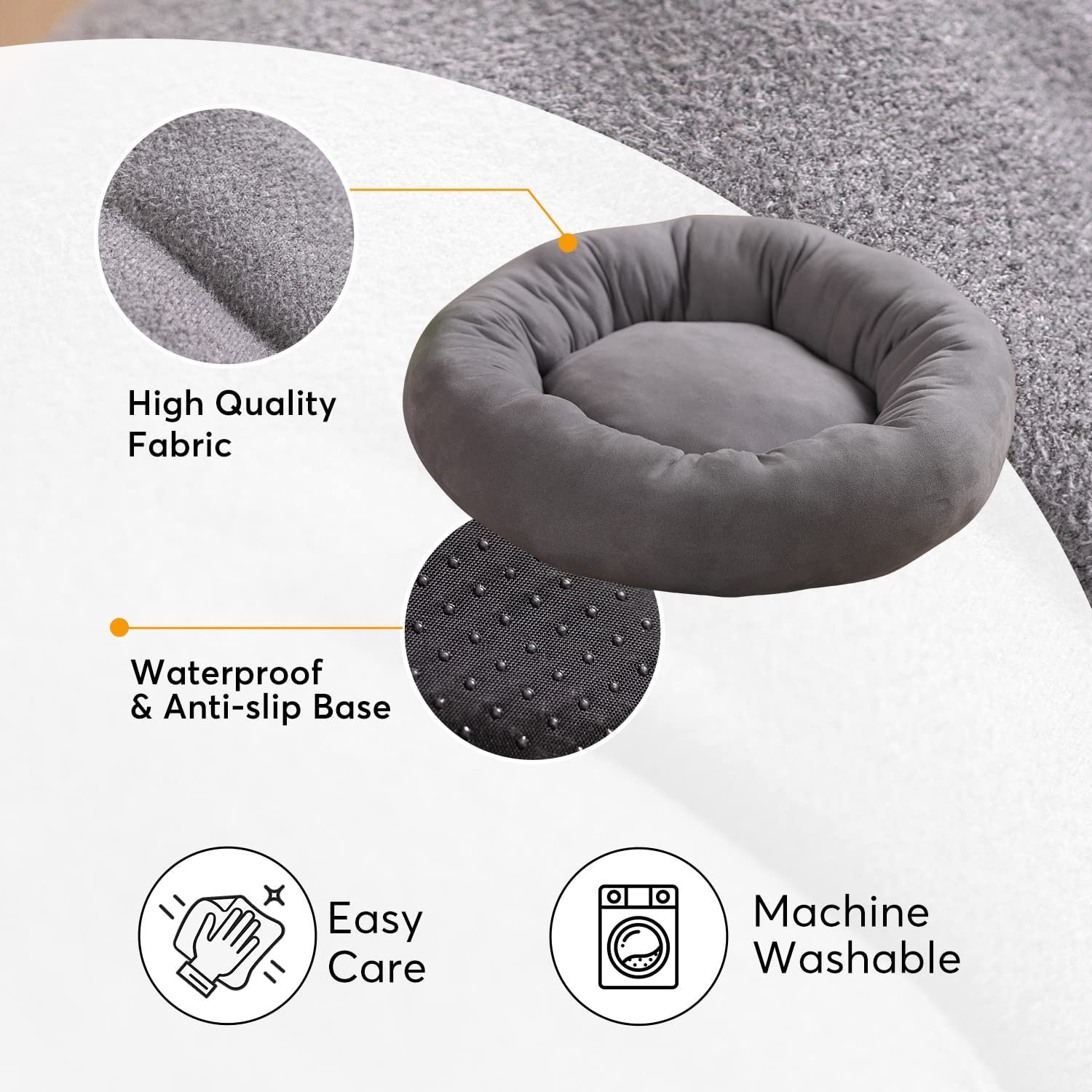 Kasentex Donut Design Round Dog Bed, Anti Slip and Machine Washable