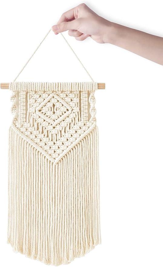 Dahey 2 Pcs Macrame Wall Hanging Small Woven Tapestry Wall Art Decor - Beautiful for Boho Home Dorm College Classroom Decor, Apartment, Nursery, Party Decorations, 16.5