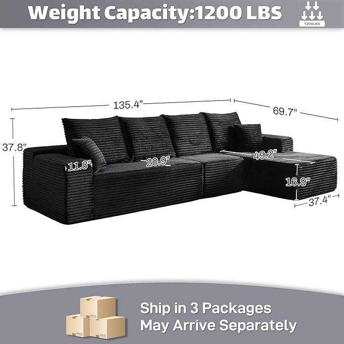 Modular Sectional Sofa Cloud Sectional Couch, 135