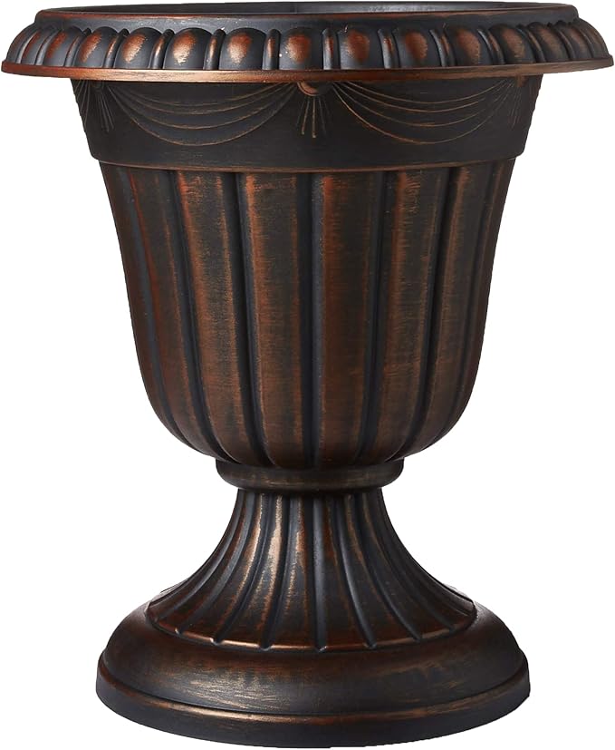 PL10CP Classic Traditional Plastic Urn Planter Indoor/Outdoor, 15