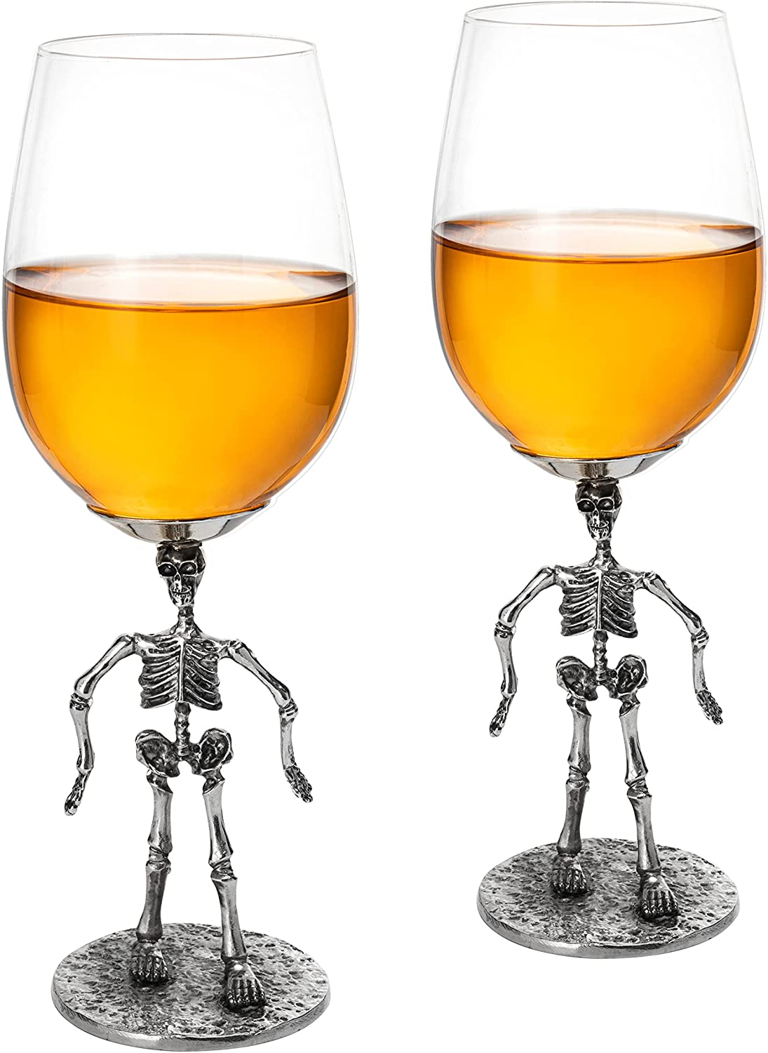 Stemmed Skeleton Wine Glass Set of 2 by The Wine Savant - 12oz Skeleton Glasses 10