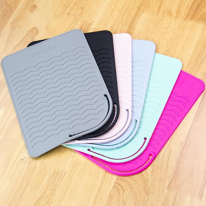 ANGENIL Heat Resistant Mat for Curling Irons, Hair Straighteners, and Flat Irons - Silicone Counter Pad and Travel Case for Hair Styling Tools