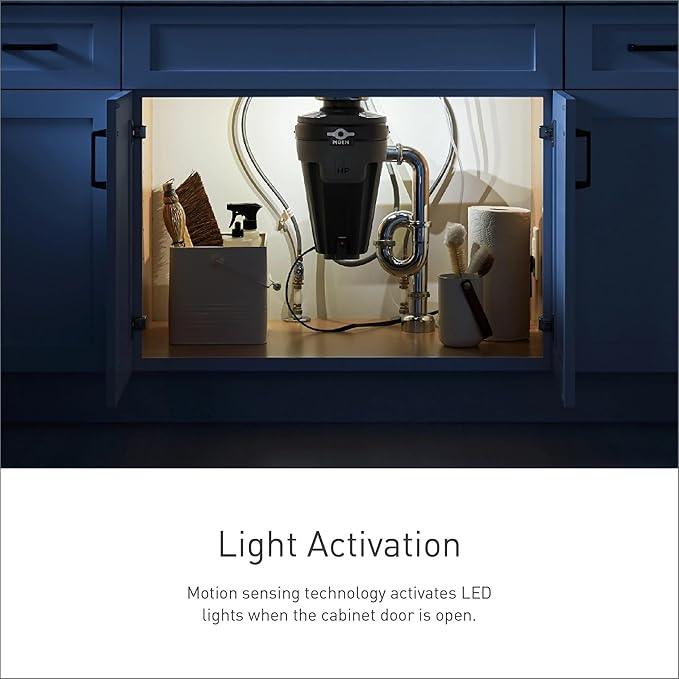 Moen Chef Series 1 HP Continuous Feed Lighted Garbage Disposal with Sound Reduction for Under Sink, Power Cord Included, EXL100C