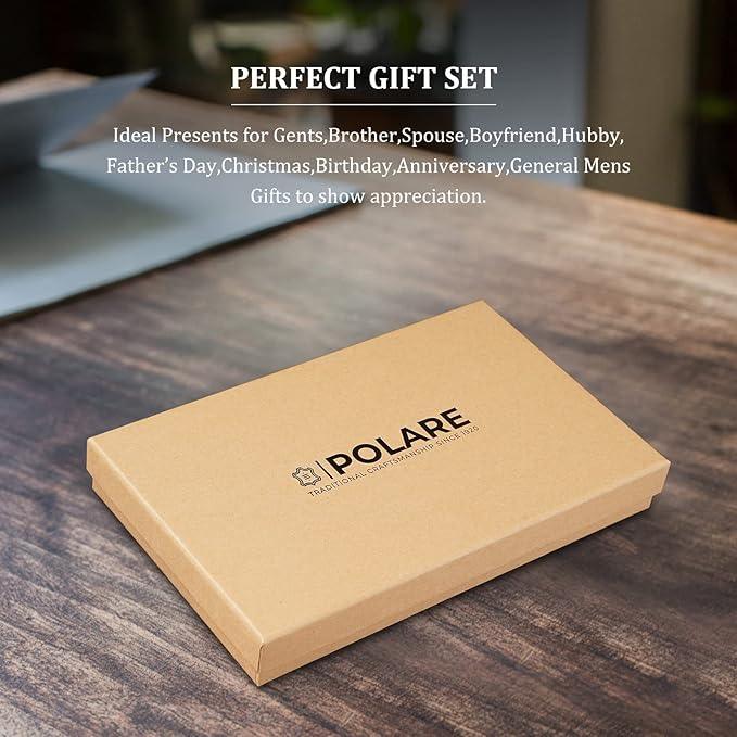 Polare Luxury RFID Blocking Leather Passport Holder Travel Wallet For Men and Women (Black with AirTag Slot)