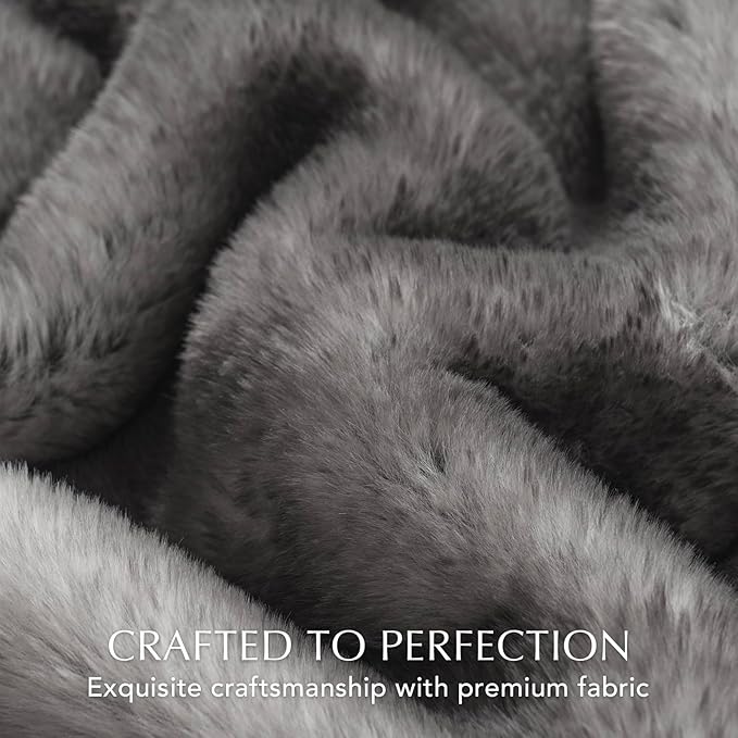 Ultra Soft Luxury Fluffy Mink Faux Fur Throw Blanket, Thick Warm Fall Winter Blankets for Bed, Couch, Cozy Plush Reversible Blanket for Chair, Sofa (Ombré Silver Onyx, 60