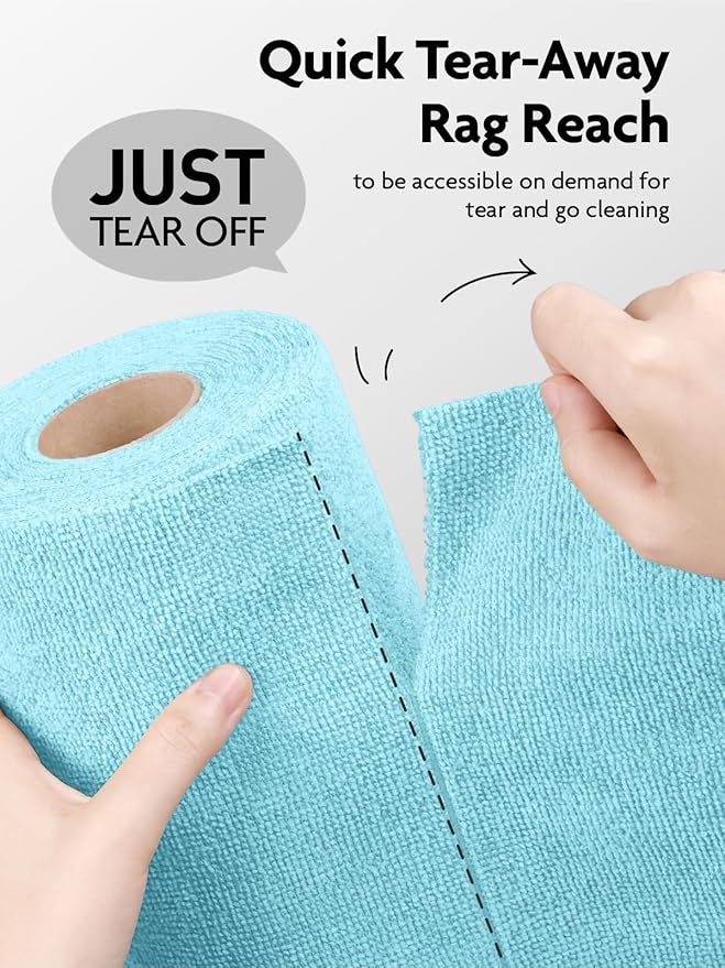 Fantasticlean Microfiber Cleaning Cloth Roll -60 Pack, Tear Away Microfiber Towels, 12