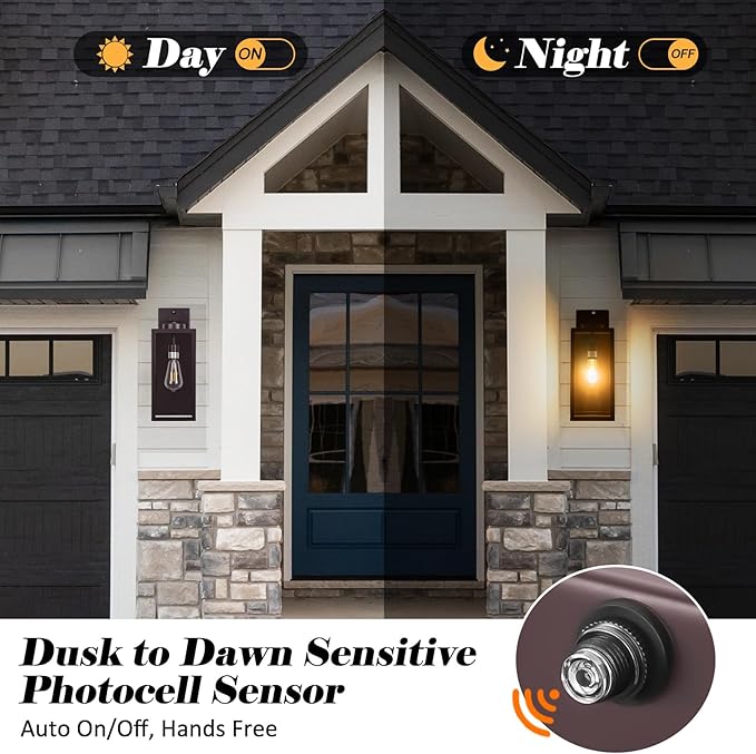 Oil-Rubbed Bronze Dusk to Dawn Outdoor Wall Light, Large 16