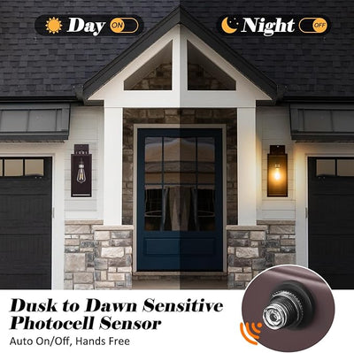 Oil-Rubbed Bronze Dusk to Dawn Outdoor Wall Light, Large 16