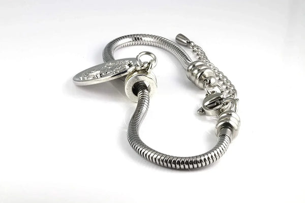 Archangel Michael Bracelet | St Michael Religious Bracelets for Women Hypoallergenic Stainless Steel Snake Chain Charm Bracelet A Saint Michael Bracelet for Saint Michael Police Charm Jewelry - Gifts for You 'n Me