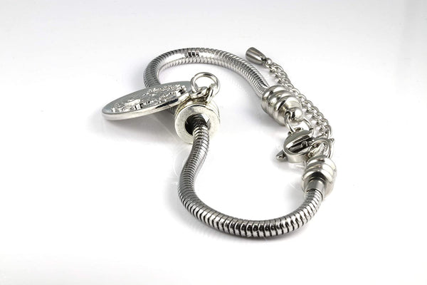 Archangel Michael Bracelet | St Michael Religious Bracelets for Women Hypoallergenic Stainless Steel Snake Chain Charm Bracelet A Saint Michael Bracelet for Saint Michael Police Charm Jewelry