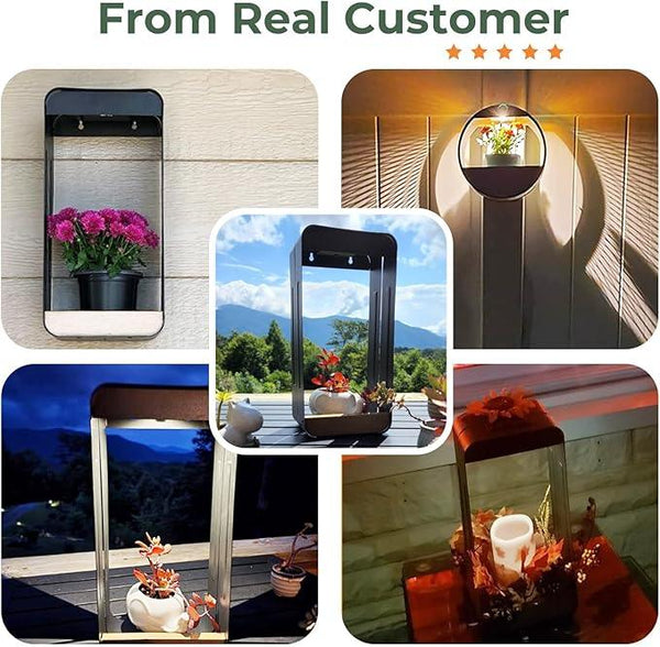 Grand patio Outdoor LED Solar Power Wall Sconce Shelf Planter, Waterproof Decor Wall Lamp Light for Porch, Patio. Solar Energy, Black(L-Rectangle)