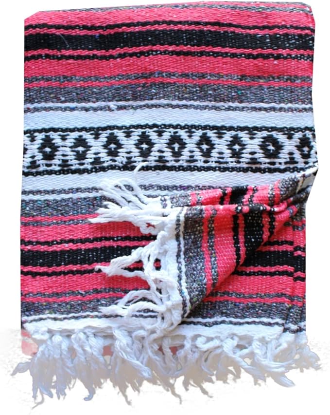 Del Mex Classic Mexican Blanket, Large Authentic Woven Falsa Throw (70