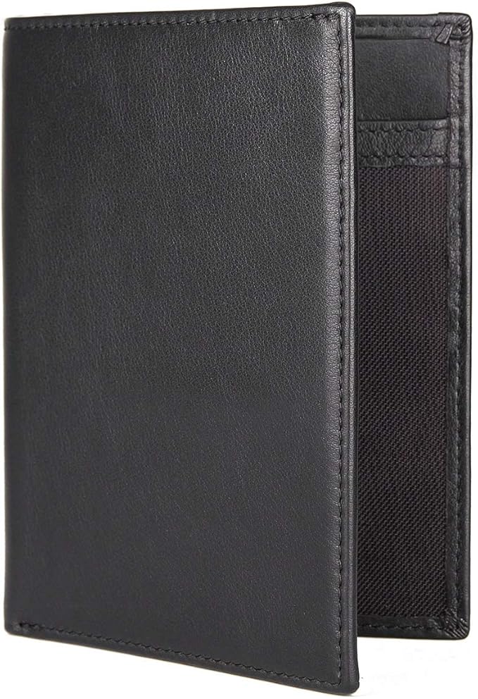 Polare RFID Blocking Napa Leather Passport Holder Travel Wallet For Men and Women (Black)