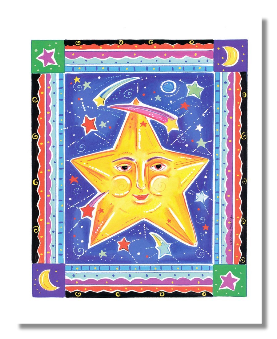 Celestial Wall Art – 8x10 Colorful Celestial Print with Moon, Planets & Stars