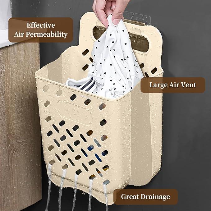 Laundry Basket Hamper,Hanging Wall Collapsible Laundry with Handle,Space-Saving Foldable Storage Dirty Washer Organizer Bin Multi-function Container Waterproof Durable,Set of 2(XL&M)