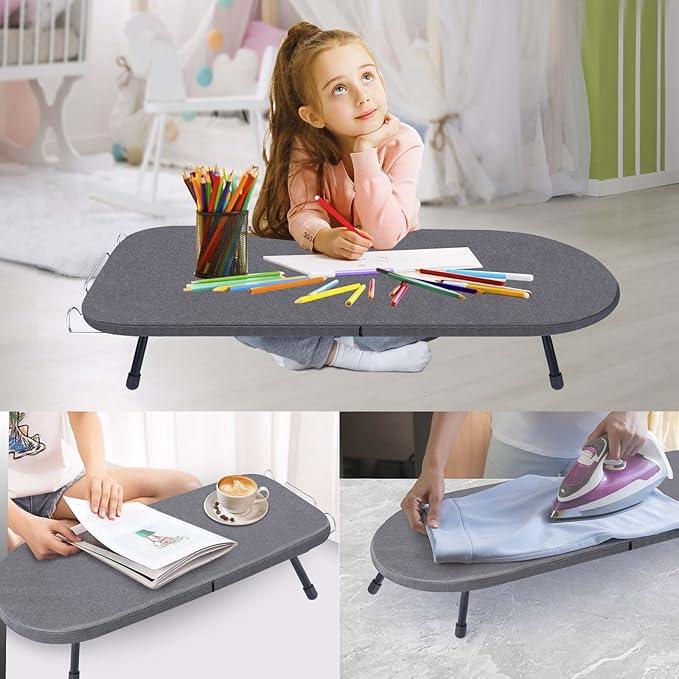 Tabletop Ironing Board with Iron Rest, Metal Mesh Panel Mini Ironing Board with Heat Resistant Cover, Portable Small Iron Board Foldable for Dorms, Apartment and Travel, 32