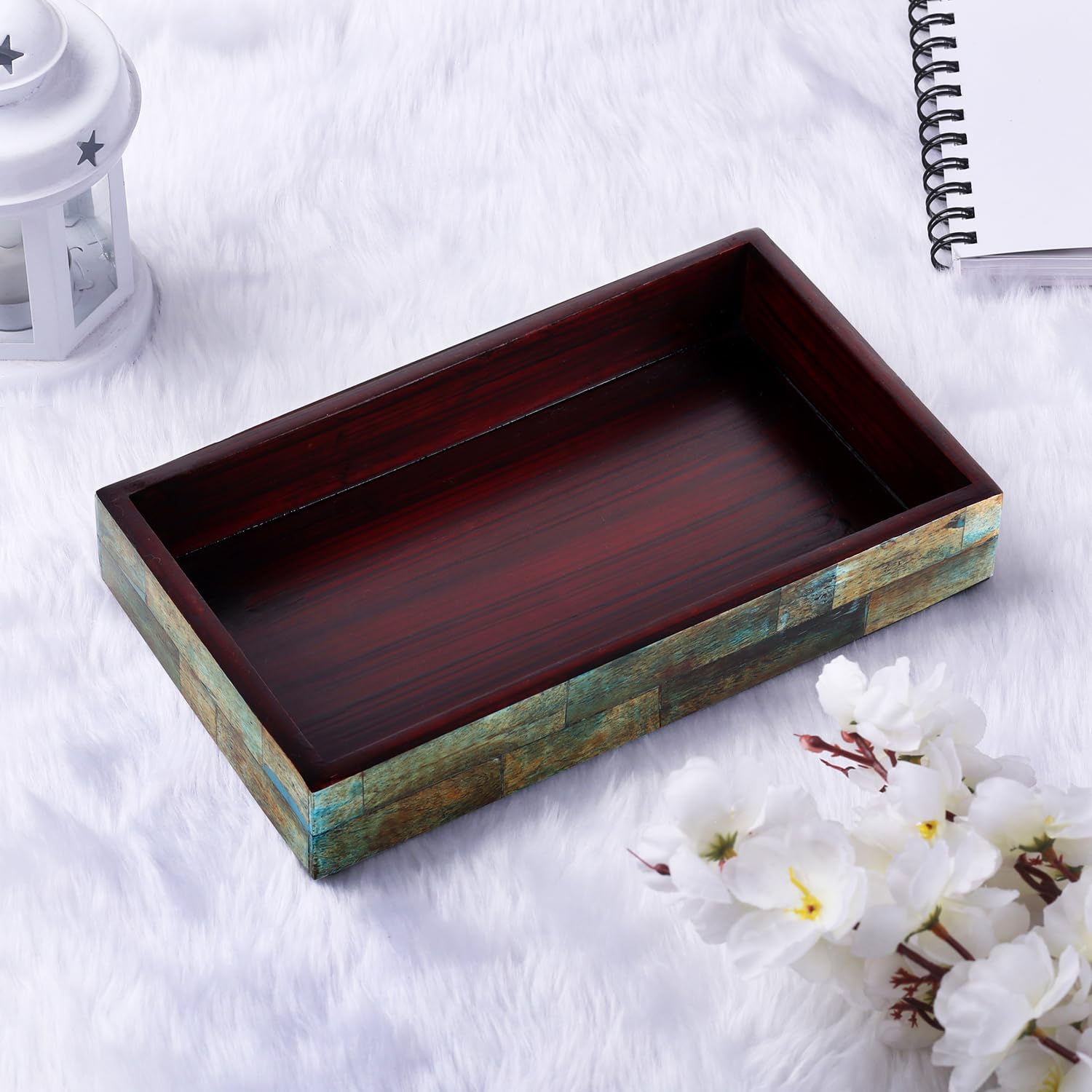 Vanity Tray Verdigris Pattern Bone Inlay Collection in 10x6