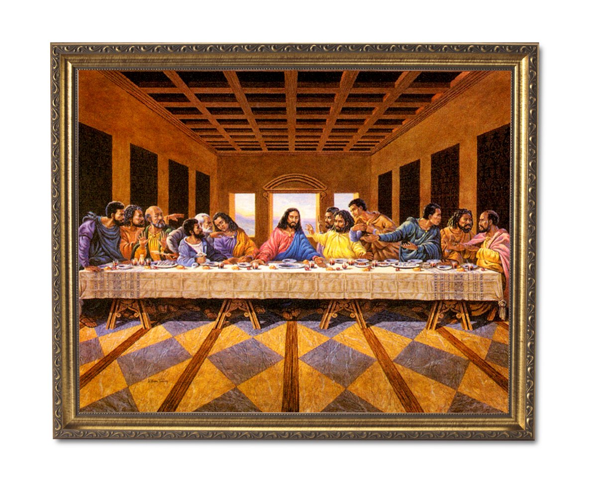 African American Religious Art – Black Last Supper 16x20 Framed Wall Picture