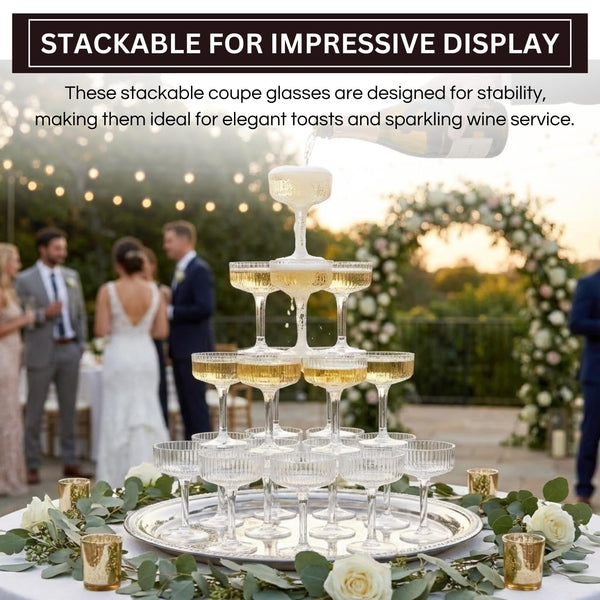 Premium ACRYLIC Champagne Tower Kit | 21 Stackable 7 oz