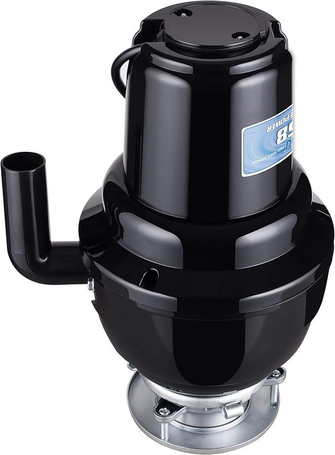 Waste Maid 10-US-WM-658-3B Garbage Disposal Anti-Jam Stainless Steel Food Waste Grinding System, 1-1/4 HP Premium, Black