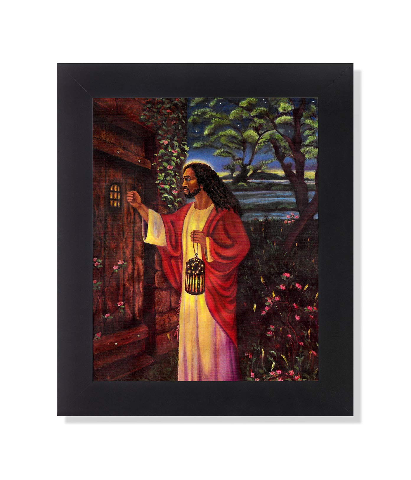 Black Jesus Art Print – African American 8x10 Wall Art With Black Wood Frame