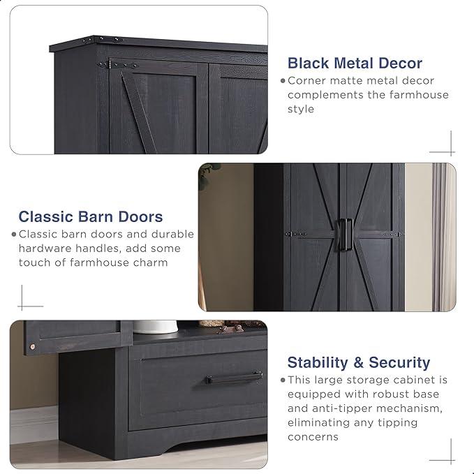 Farmhouse Kitchen Pantry Cabinet - 72