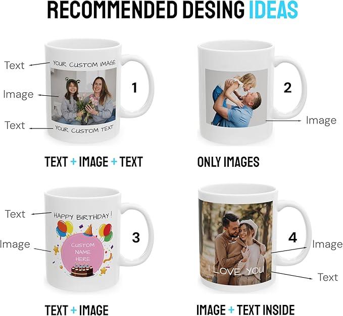 Personalized Coffee Mug – Custom Photo, Text, or Logo Ceramic Mug Tea Cup | Taza Personalizada with Picture or Message | Customized Gift Idea for Men & Women, Mom, Dad, Friends - White/Yellow | 11oz
