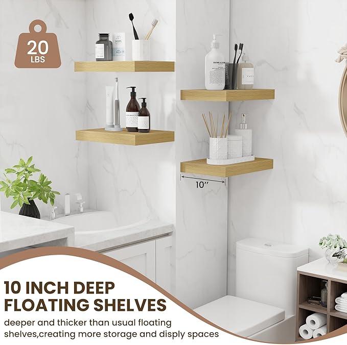 Fun Memories Floating Shelves for Wall - 10 x 16 Floating Shelf - Rustic Wood Storage Shelf - Wall Shelves with Invisible Bracket - 16