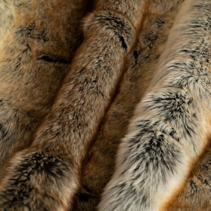 BATTILO HOME Luxury Brown Faux Fur Blanket Thick Warm Elegant Cozy Fuzzy Throw for Couch, Bed, Sofa Fluffy Blankets Decorative Reversible to Plush Velvet, 50