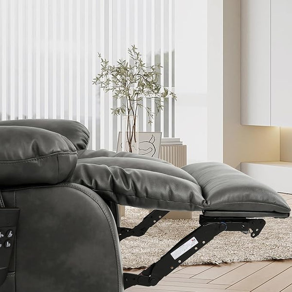MAEVIS Power Recliner Chair, Lay Flat Sleeping Lift Chairs Recliner for Elderly with Heat and Massage,Comfy Real Breathable Leather Recliners with Dual OKIN Motor for Living Room (Silver Grey)