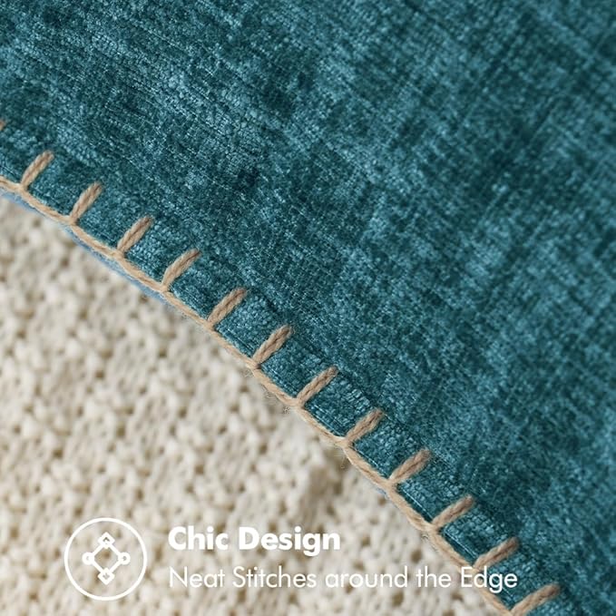 MIULEE Pack of 2 Couch Throw Pillow Covers 12x20 Inch Dark Teal Farmhouse Decorative Pillow Covers with Stitched Edge Soft Chenille Solid Dyed Spring Pillow Covers for Sofa Bed Living Room