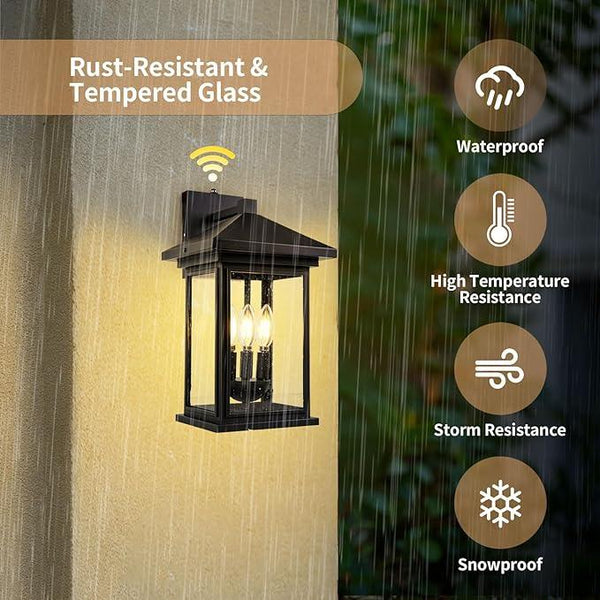 Extra-Large Outdoor Wall Sconce, Wall Lantern, Wall Light with Tempered Clear Seeded Glass, Matte Black Finish for Outdoor
