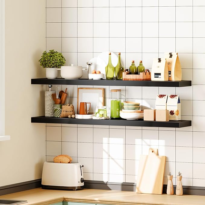 HOOBRO Floating Shelves for Wall, Wall Mounted Shelf Set of 2, 47.2