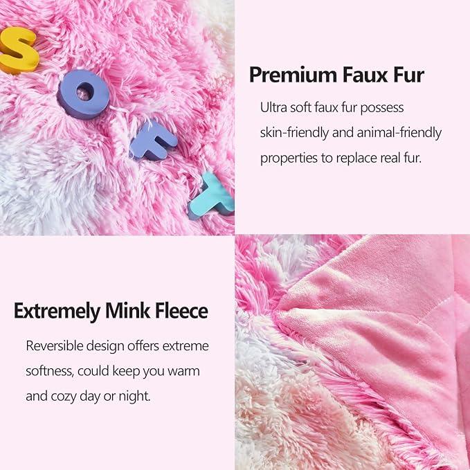 GONAAP Fuzzy Faux Fur Throw Blanket Tie-dye Rainbow Super Soft Cozy Plush Fuzzy Shaggy Blanket for Couch Sofa Bed (Tie-dye Rainbow, Throw(50