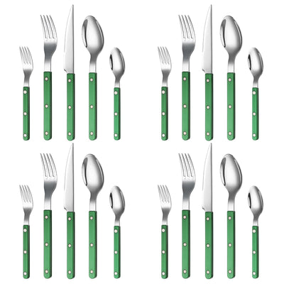 Khen Green Cutlery Set of 20 –18/8 Stainless Steel Flatware