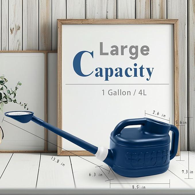 Watering Can for Indoor & Outdoor Plants, Plant Watering Can with Stainless Steel Shower Head, 1 Gallon Plastic Water Can for Garden, Flowers, Vegetable, Greenhouse (AlpineGreen)