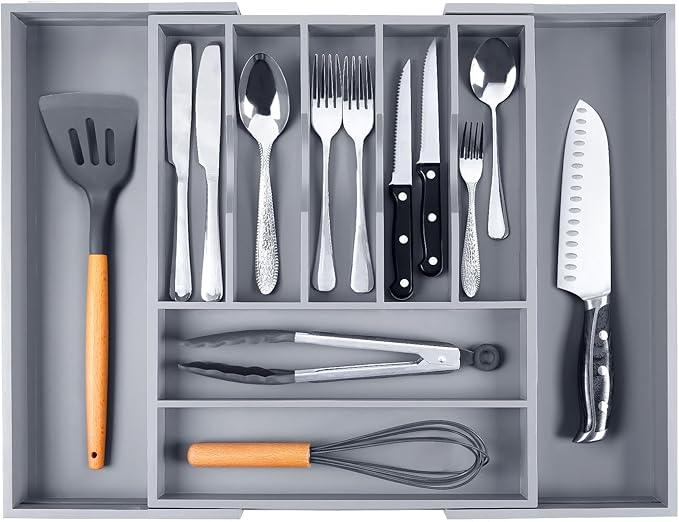 Kitchen Silverware Drawer Organizer and Storage Cabinet Utensil Rack Bathroom Counter Vanity Extra Large Big Cooking Drawer Organizers Countertop Pantry Storage Cabinet Best Kitchen Must Haves 2025