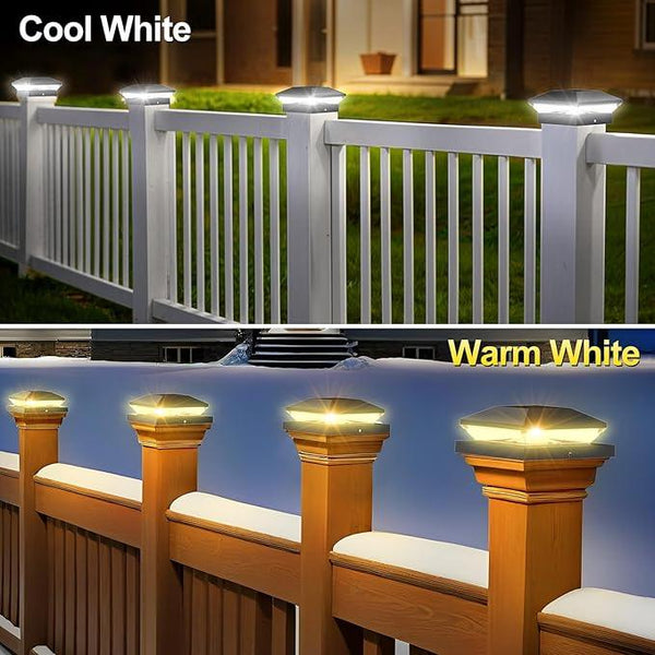 T-SUN 4x4 Solar Post Cap Lights Outdoor Waterproof, Solar Deck Fence Post Cap Lights for Wooden/Vinyl with Warm/Cool White Modes for Porch, Garden,Patio(12 Pack)