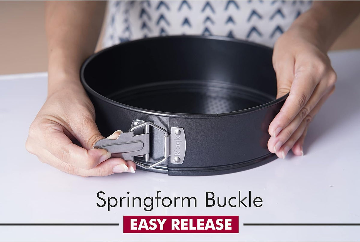 RFAQK 8 Inch Springform Cake Pan-Nonstick Baking Set with Removable Bottom,Leakproof Cheesecake Pan with 50Pcs Parchment Papers,(E-Book Included)
