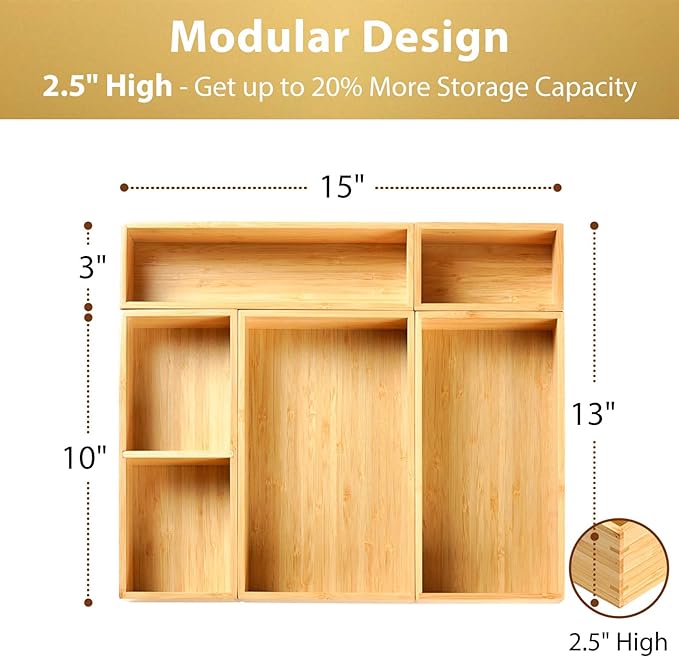 Umilife Drawer Organizer Storage Boxes, 2.5