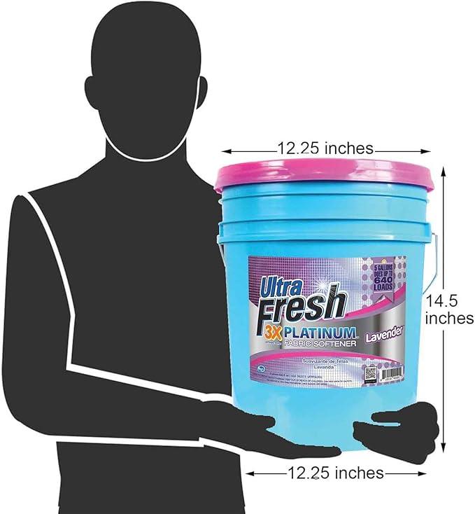 Ultra Fresh Platinum Fabric Softener for Laundry up to 640 Loads, Lavender, 5 Gallons - Fabric Odor Remover to Wash Clothes and Sheets